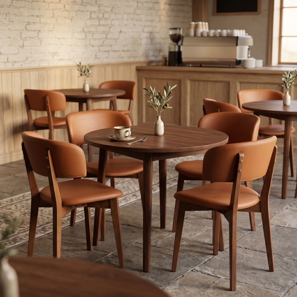 Tan Koch Faux Leather Dining Chairs