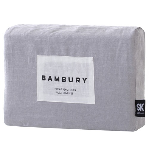 Plain Silver Linen Quilt Cover Set