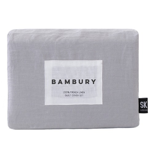 Plain Silver Linen Quilt Cover Set