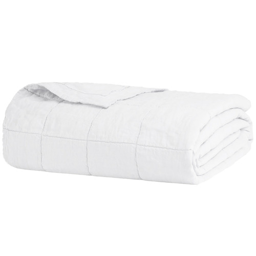 Bambury Ivory Prosser Quilted French Linen Coverlet | Temple & Webster