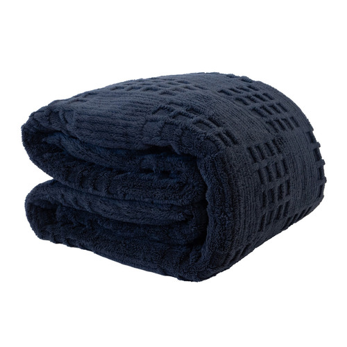 Navy Lattice Cozy Sherpa Fleece Blanket