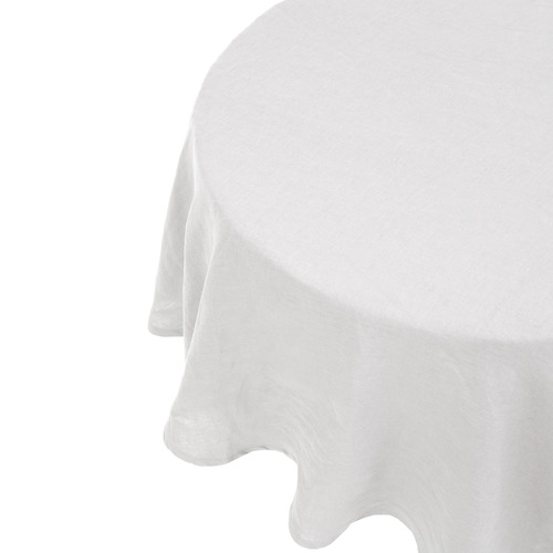 White Linen Round Tablecloth