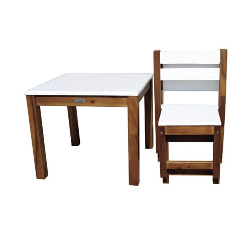 Q Toys Timber Table with Seat Stacking Chairs | Temple & Webster