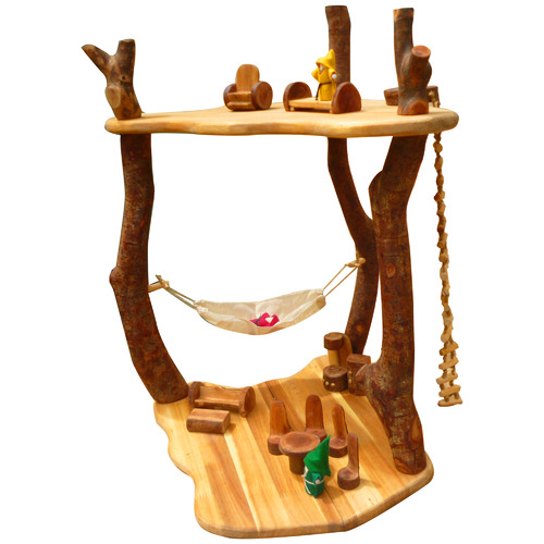 Q Toys 23 Piece Wooden Jungle Tree House Play Set Temple & ster