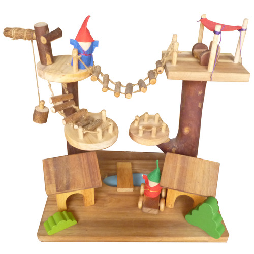18 Piece MultiLevel Wooden Tree House Play Set Temple & ster
