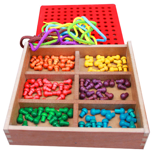 Froebel Gifts J2- Pegs & Lacing Box