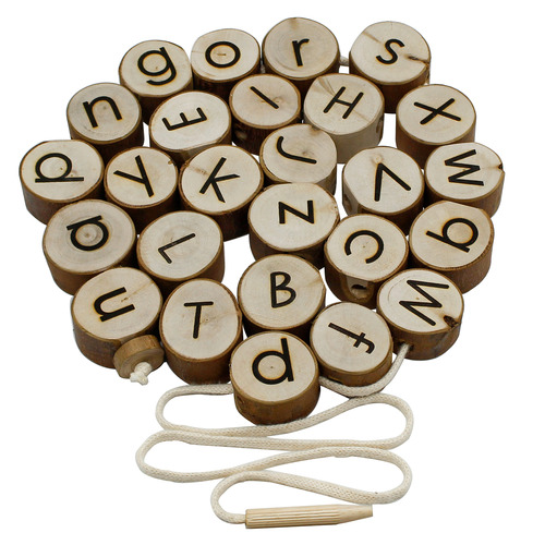 Q Toys Wooden Alphabet Threading Set