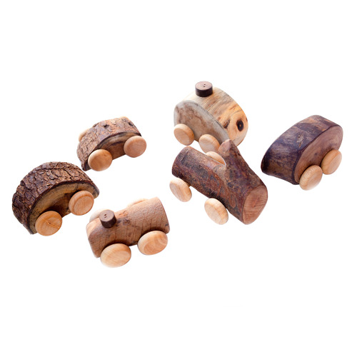 Q Toys 6 Piece Wooden Tree Mini Vehicle Set