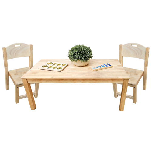 Rubber Wood Rectangular Table with 2 Stacking Chairs