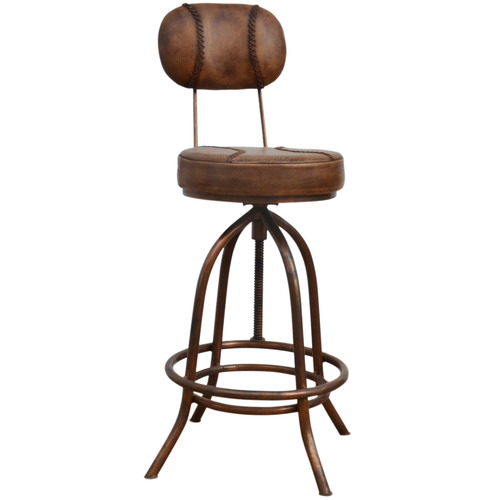 The Decor 74cm Brown Gehrig, Industrial Leather Bar Stools With Backs