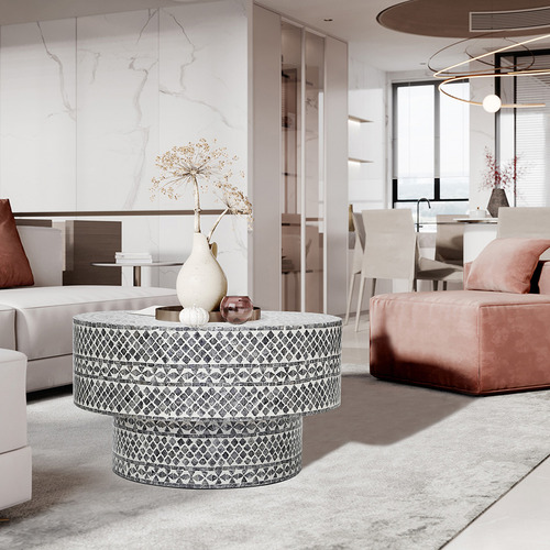 The Decor Store Denise Round Capiz Shell Coffee Table Temple & ster