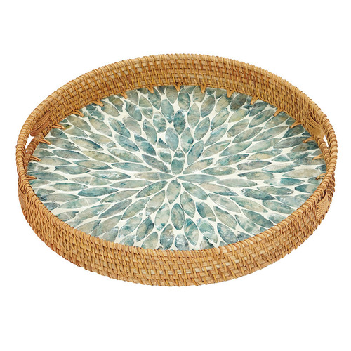 The Decor Store Yasmine Round Rattan Serving Tray | Temple & Webster