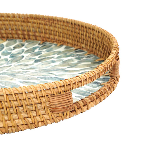 The Decor Store Yasmine Round Rattan Serving Tray Temple & ster