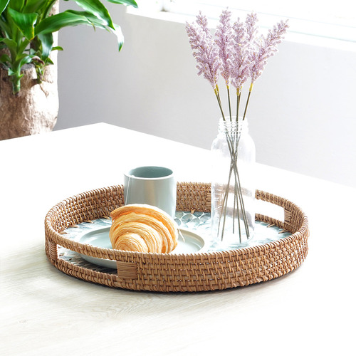 The Decor Store Yasmine Round Rattan Serving Tray Temple & ster