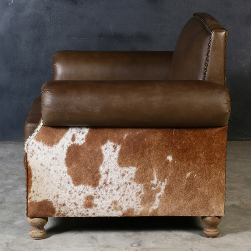 Zekria Genuine Leather & Cowhide Armchair