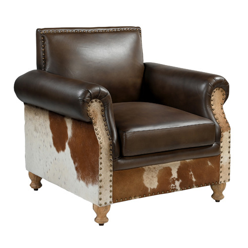 Zekria Genuine Leather & Cowhide Armchair