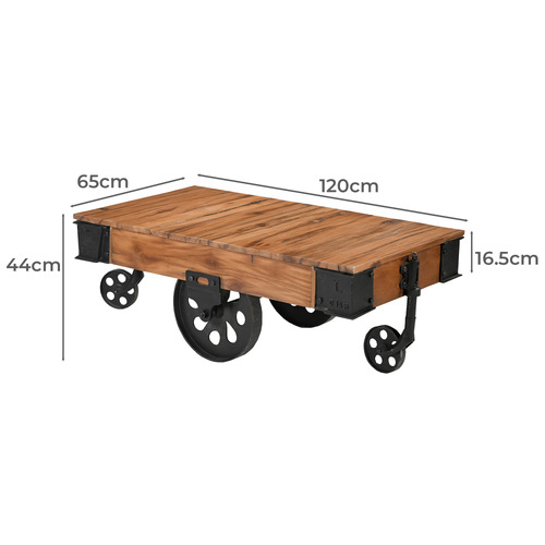 Railway Sleeper Industrial Cart Coffee Table
