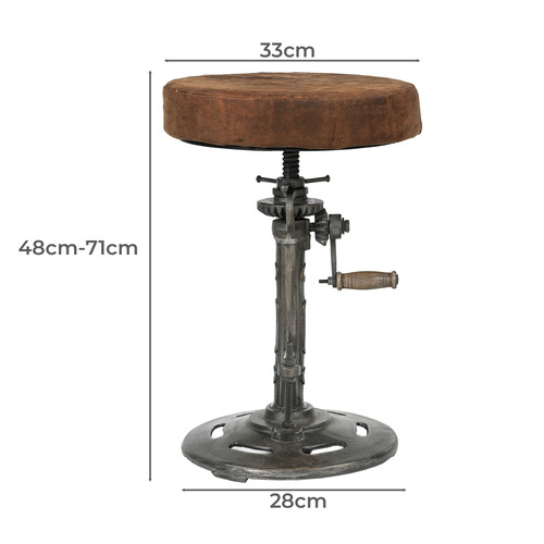 Vintage-Style Austin Leather Adjustable Barstool