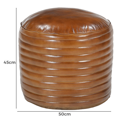 Blade Grooved Leather Ottoman