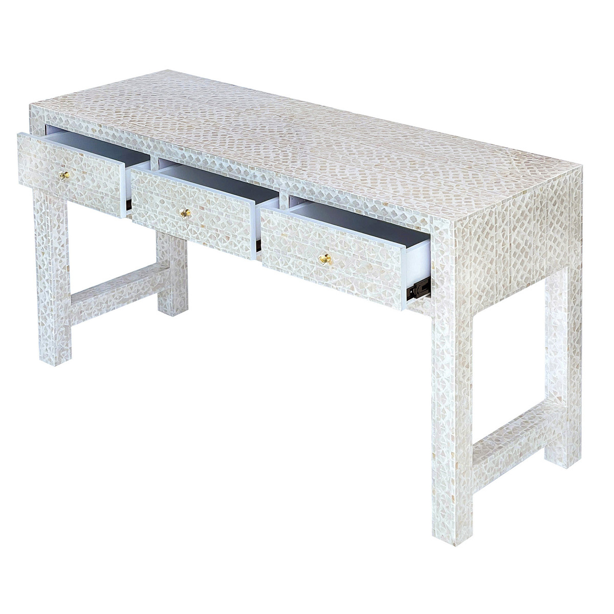 Daena 3 Drawer Mother of Pearl  Console Table