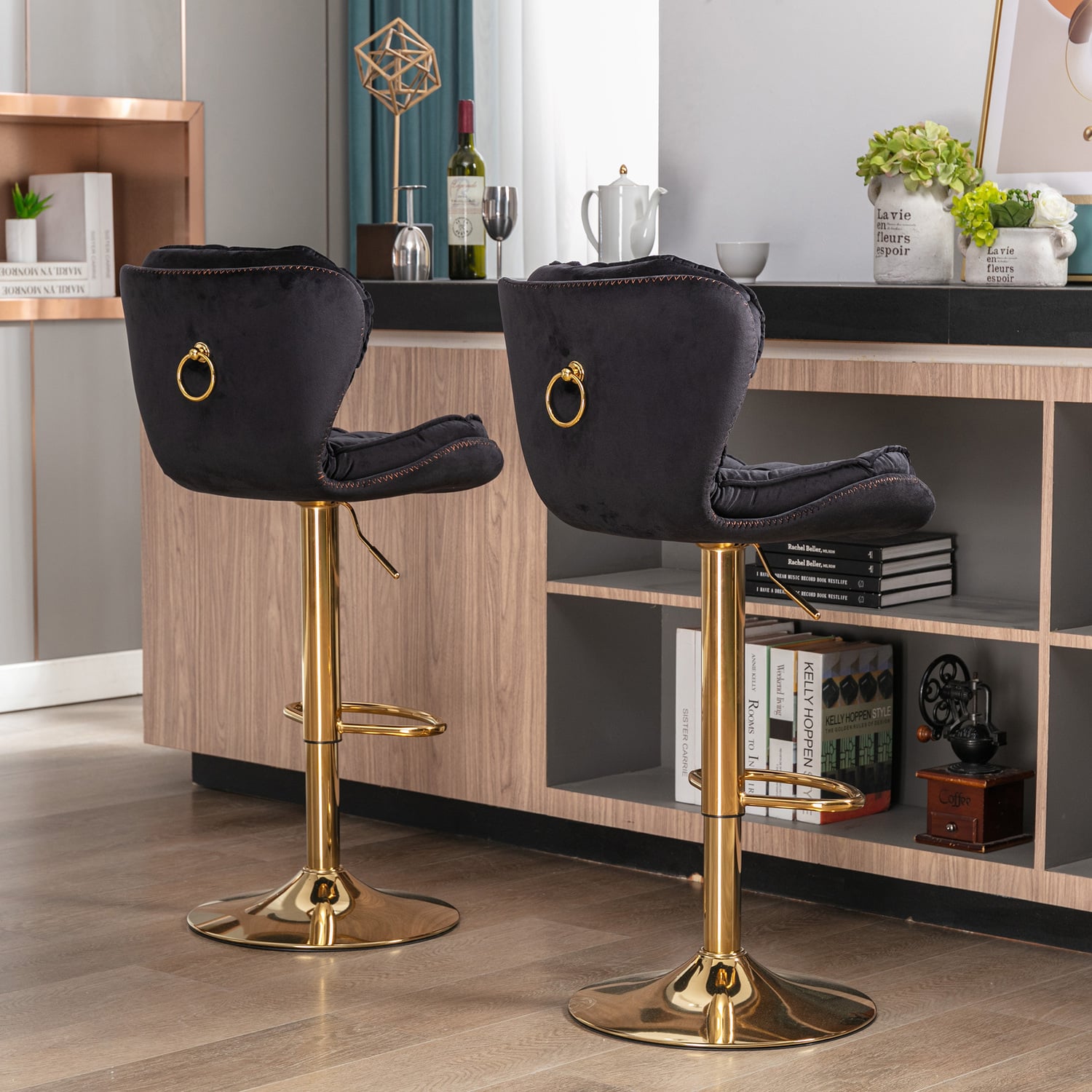 Dianne Velvet Adjustable Bar Stool