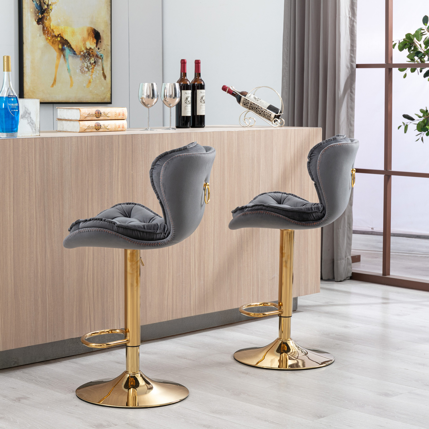 Dianne Velvet Adjustable Bar Stool