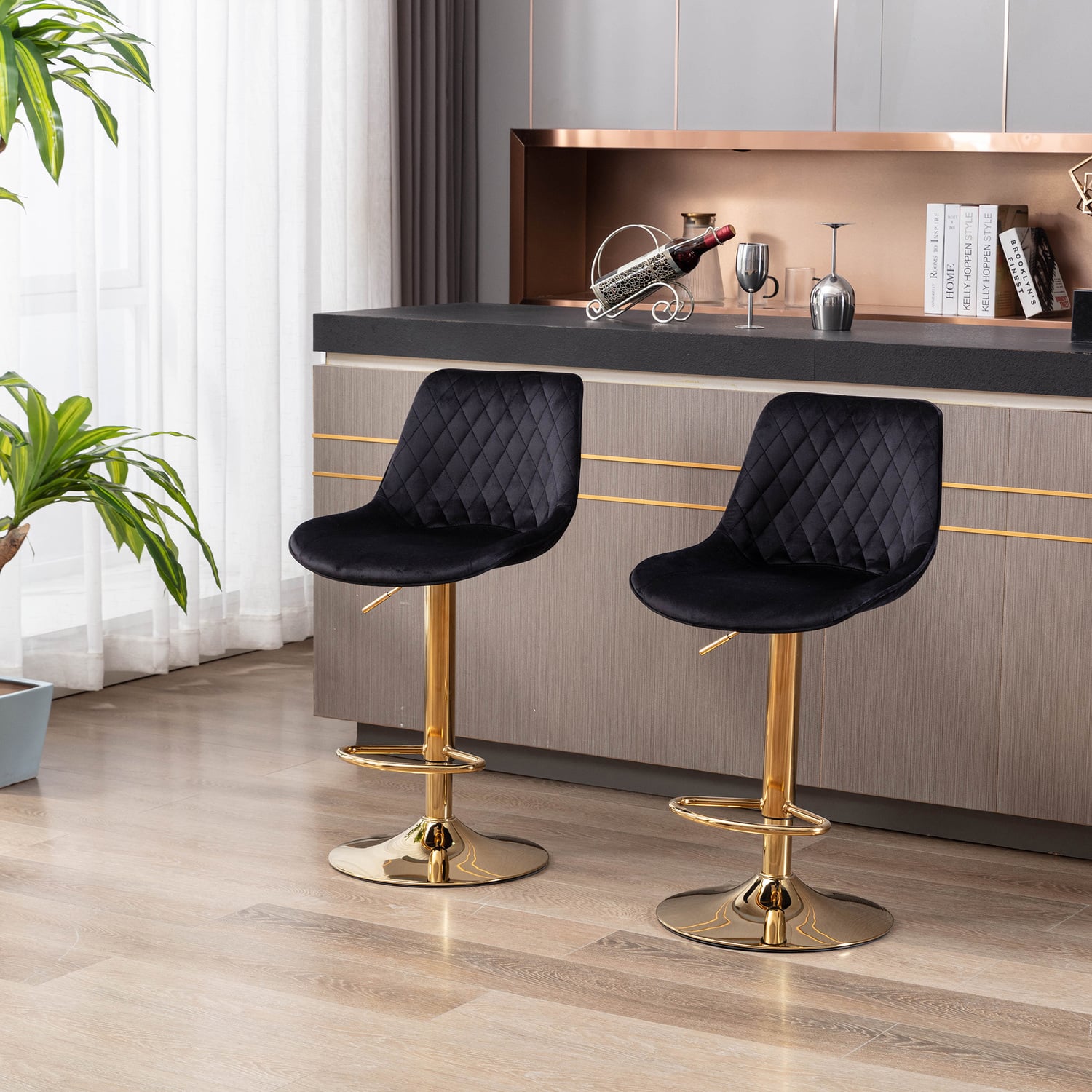 Kris Velvet Adjustable Bar Stool