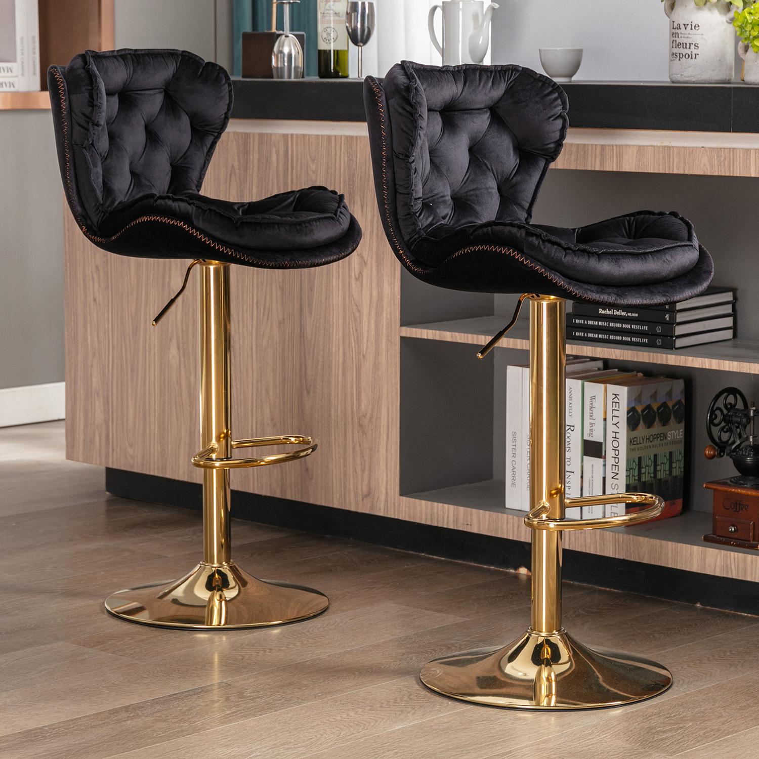 Dianne Velvet Adjustable Bar Stool