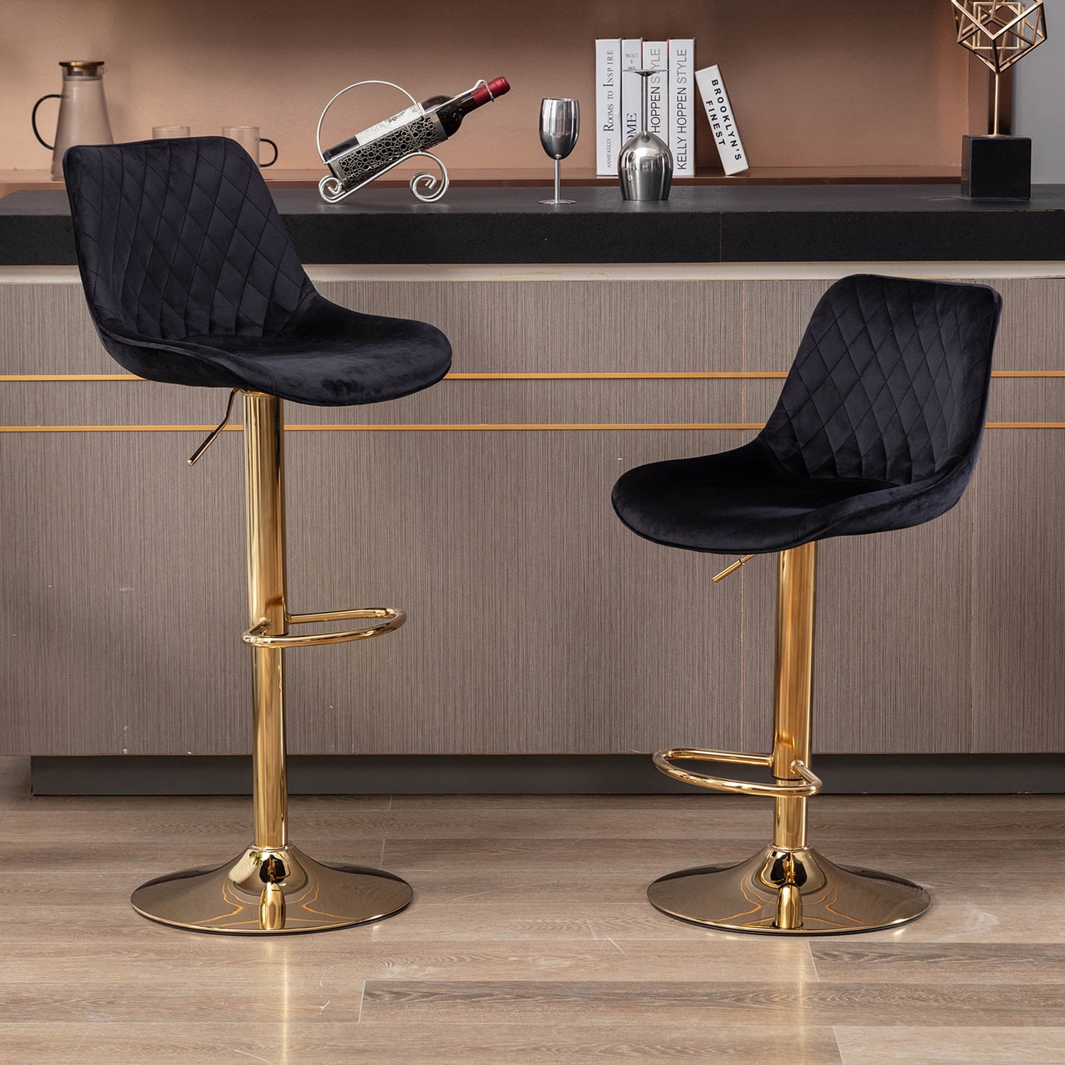 Kris Velvet Adjustable Bar Stool