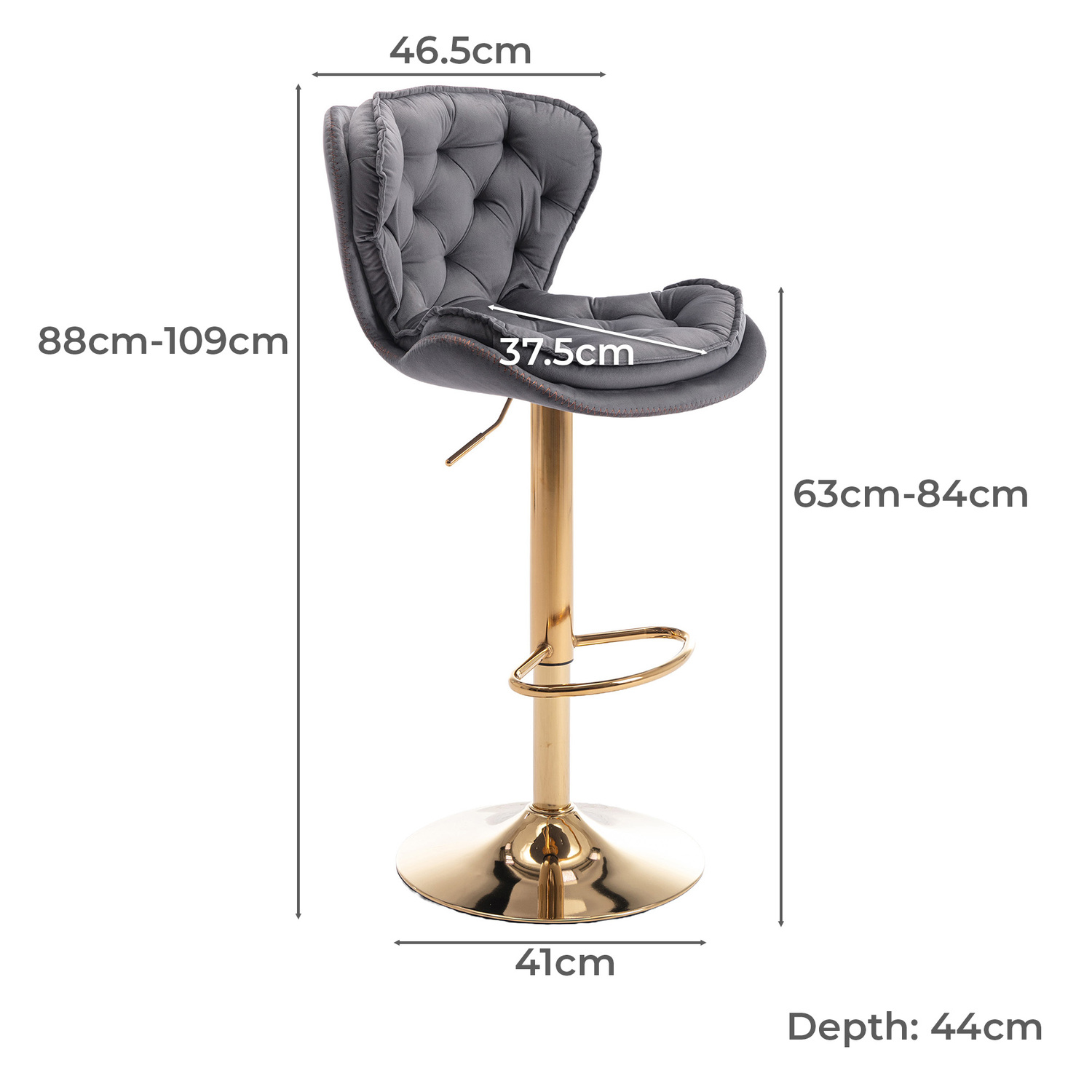 Dianne Velvet Adjustable Bar Stool