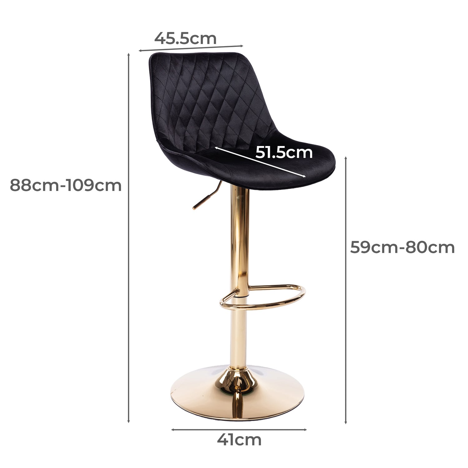 Kris Velvet Adjustable Bar Stool