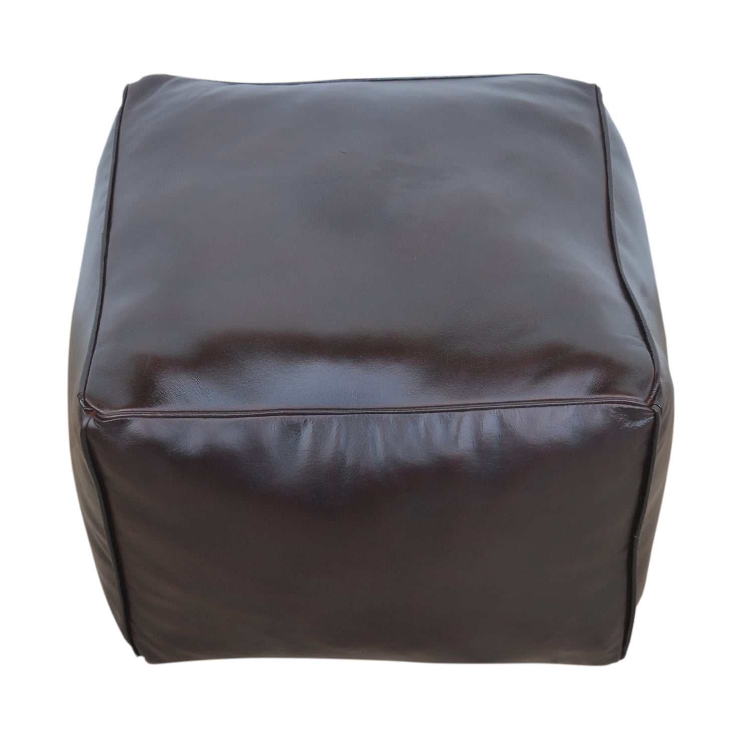 Brown Panel Goat Leather Ottoman