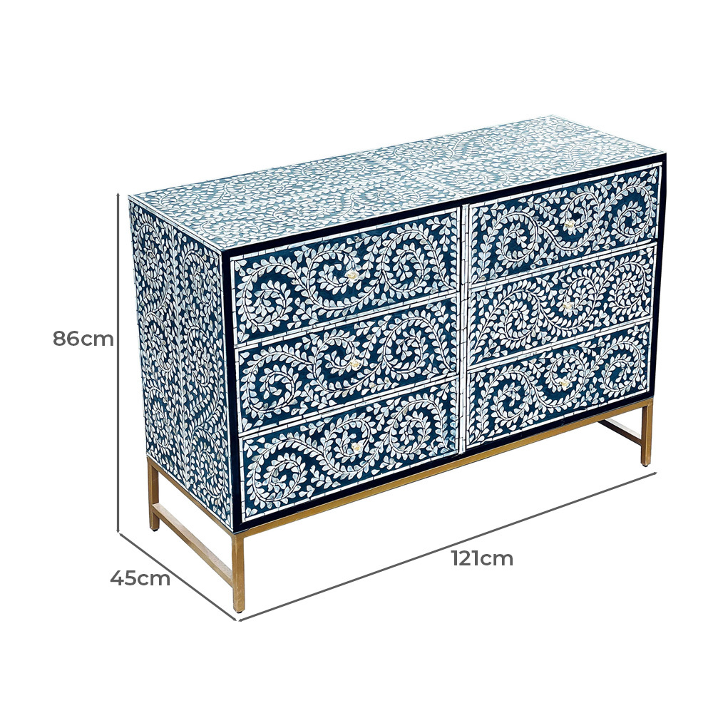 Xenia Mother of Pearl 6 Drawer Chest