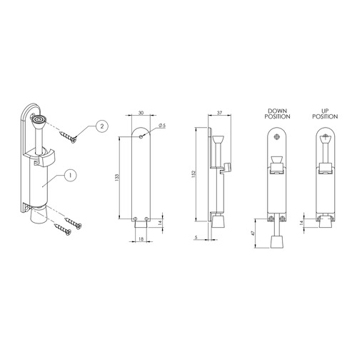 Satin Push-Down Door Holder