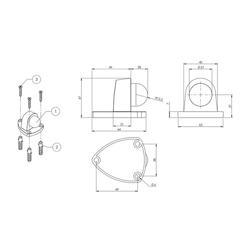 4.7cm Floor Mounted Door Stop