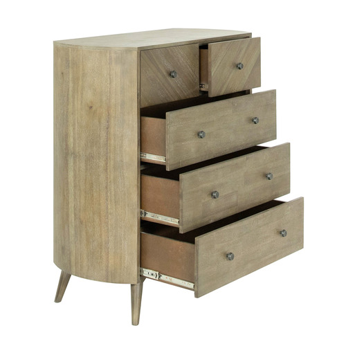Monah 5 Drawer Acacia Wood Tallboy