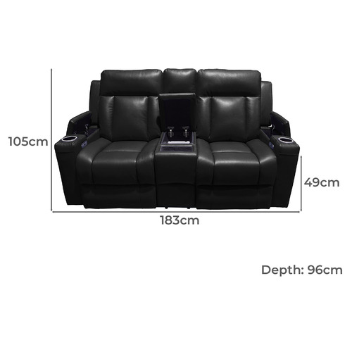 Rita Home Ingram 2 Seater Leather Electric Recliner Sofa | Temple & Webster