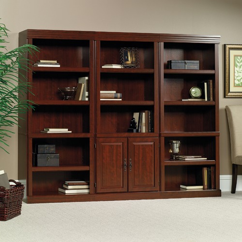 Sauder Classic Cherry Heritage Hill Library Cabinet With Doors Reviews Temple Webster