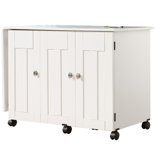 White Multifunctional Hideaway Desk Cart