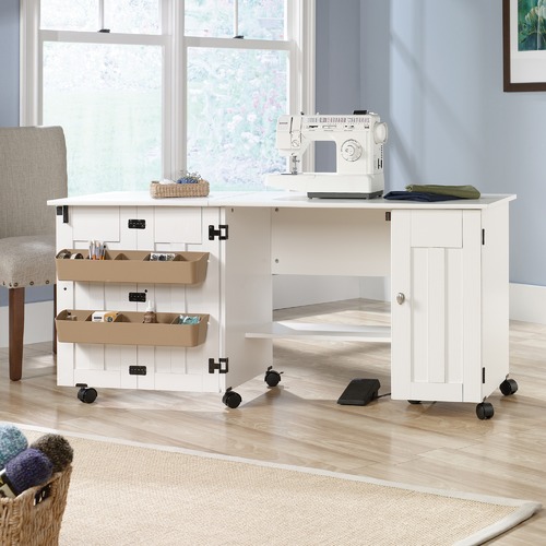 White Multifunctional Hideaway Desk Cart