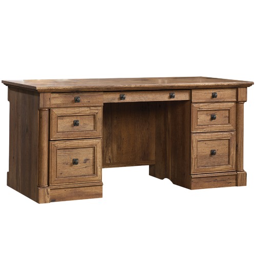 Sauder Vintage Oak Palladia Executive Desk Reviews Temple Vintage Oak Palladia Executive Desk