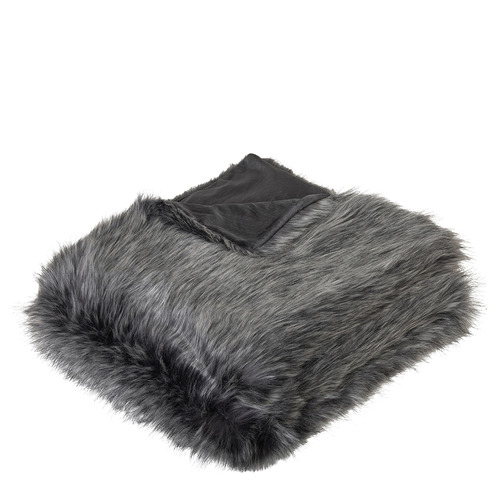 Grey Wolf Faux Fur Throw Temple & ster