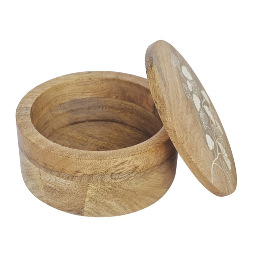 Round Ginkgo Mango Wood Trinket Box | Temple & Webster