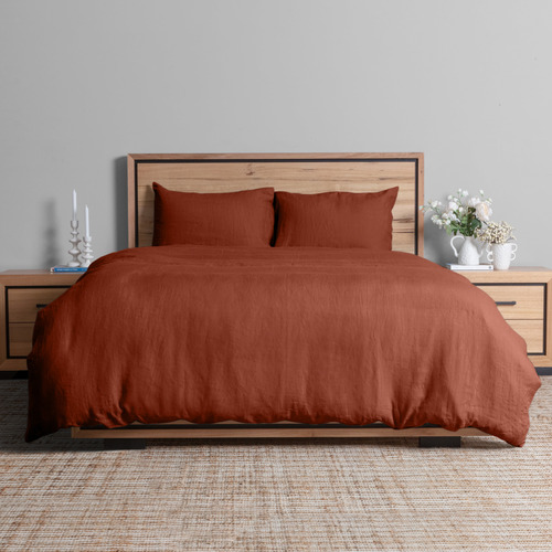 Rust Linen Duvet Cover Set