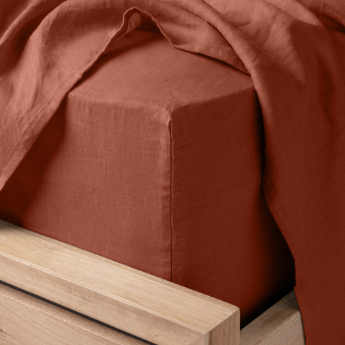 Solid Linen Fitted Sheet Set