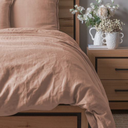 Blush French Linen Quilt Cover Set | Temple & Webster
