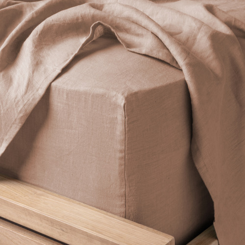 Solid Linen Fitted Sheet Set