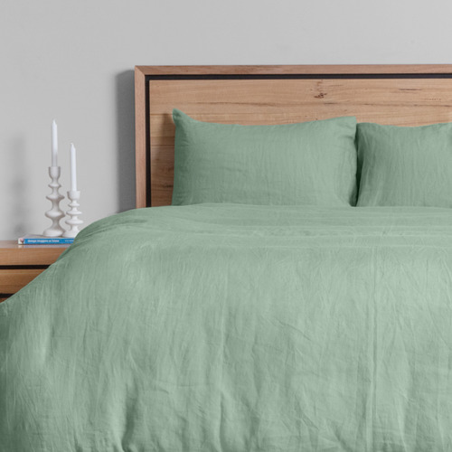 Mint French Linen Quilt Cover Set | Temple & Webster