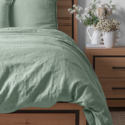 Mint French Linen Quilt Cover Set | Temple & Webster