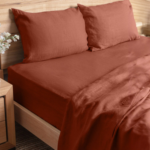 Solid Linen Fitted Sheet Set